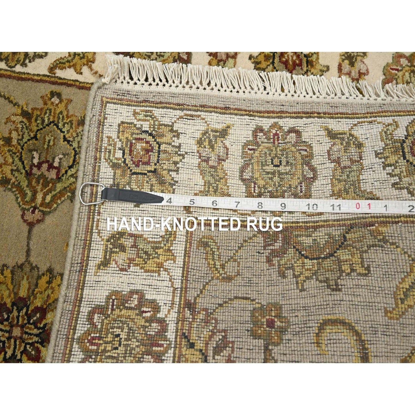 2'6"X8'3" Brown Hand Knotted Rajasthan Leaf Design Wool & Silk Runner Rug