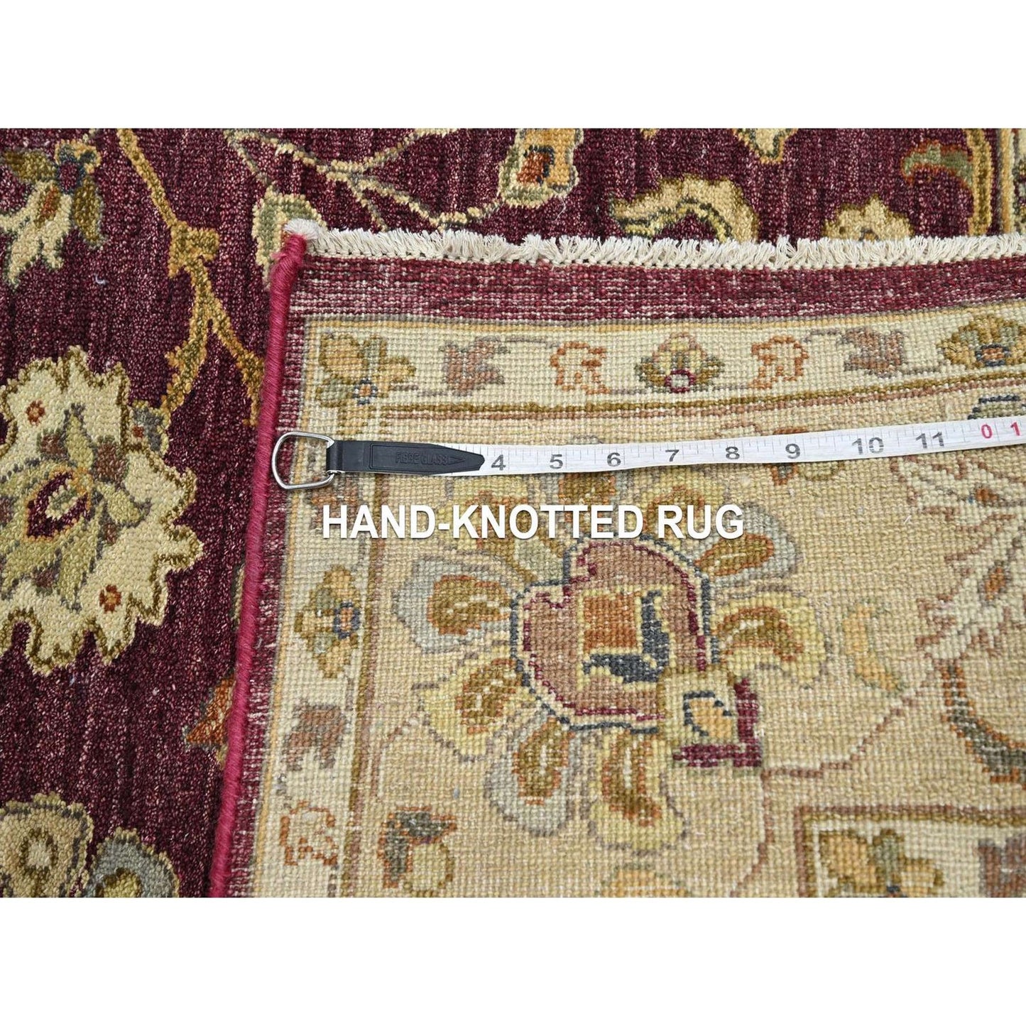 5'1"X6'5" Red Agra Ziegler Design Leaf Pattern Hand Knotted Pure Wool Rug