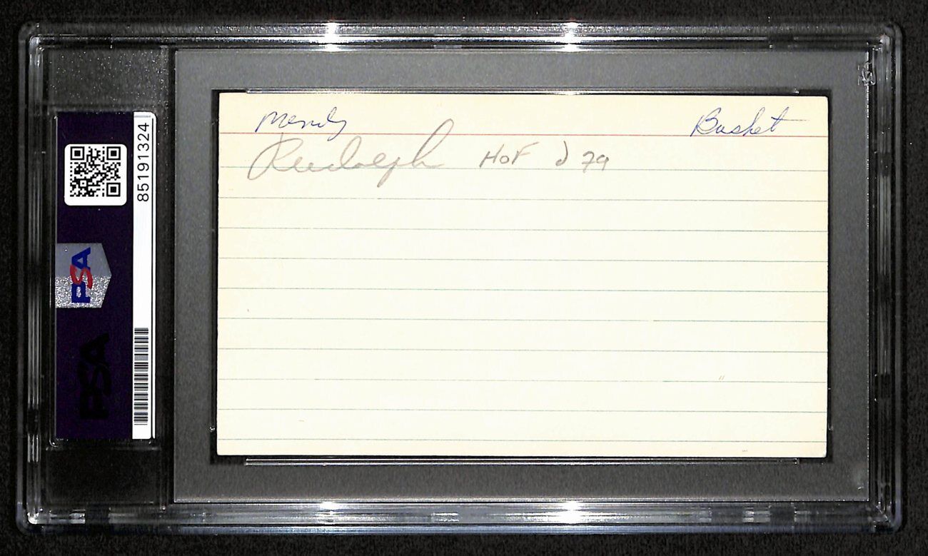 Mendy Rudolph Hof Signed/Auto 3X5 Index Card