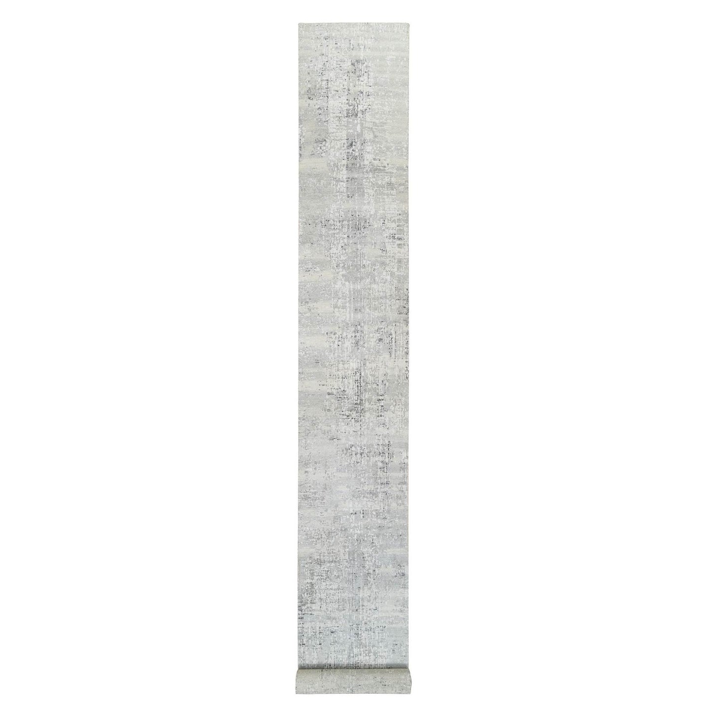 2'6"X20' Gray Modern Hand Knotted Undyed Natural Wool Runner Oriental Rug