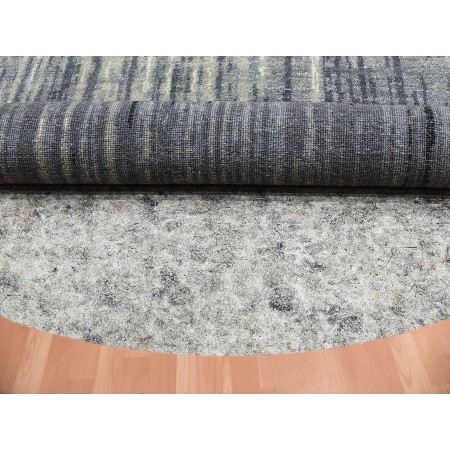 10'X10' Gray Modern Ombre Organic Wool Hand Knotted Round Oriental Rug