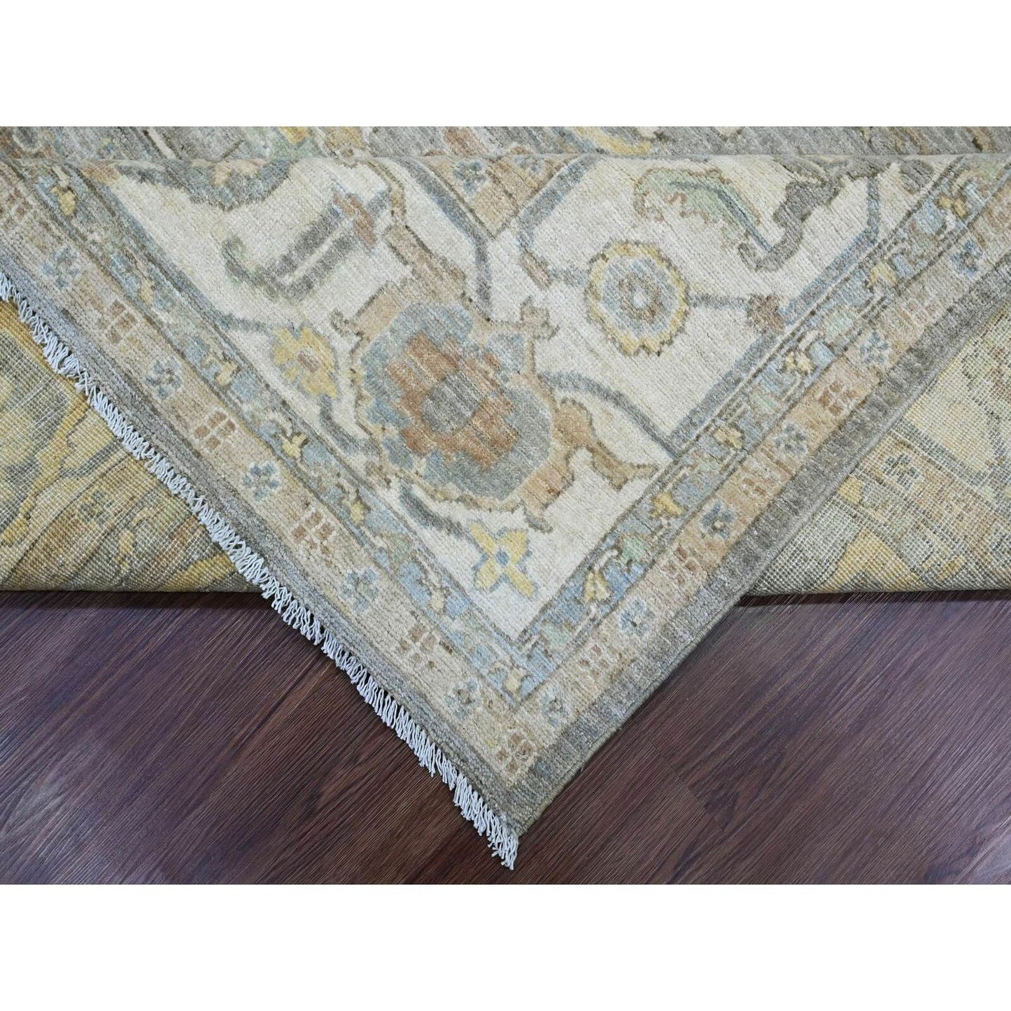 8'X10' Gray Peshawar Heris All Over Design Hand Knotted Wool Rug Oriental