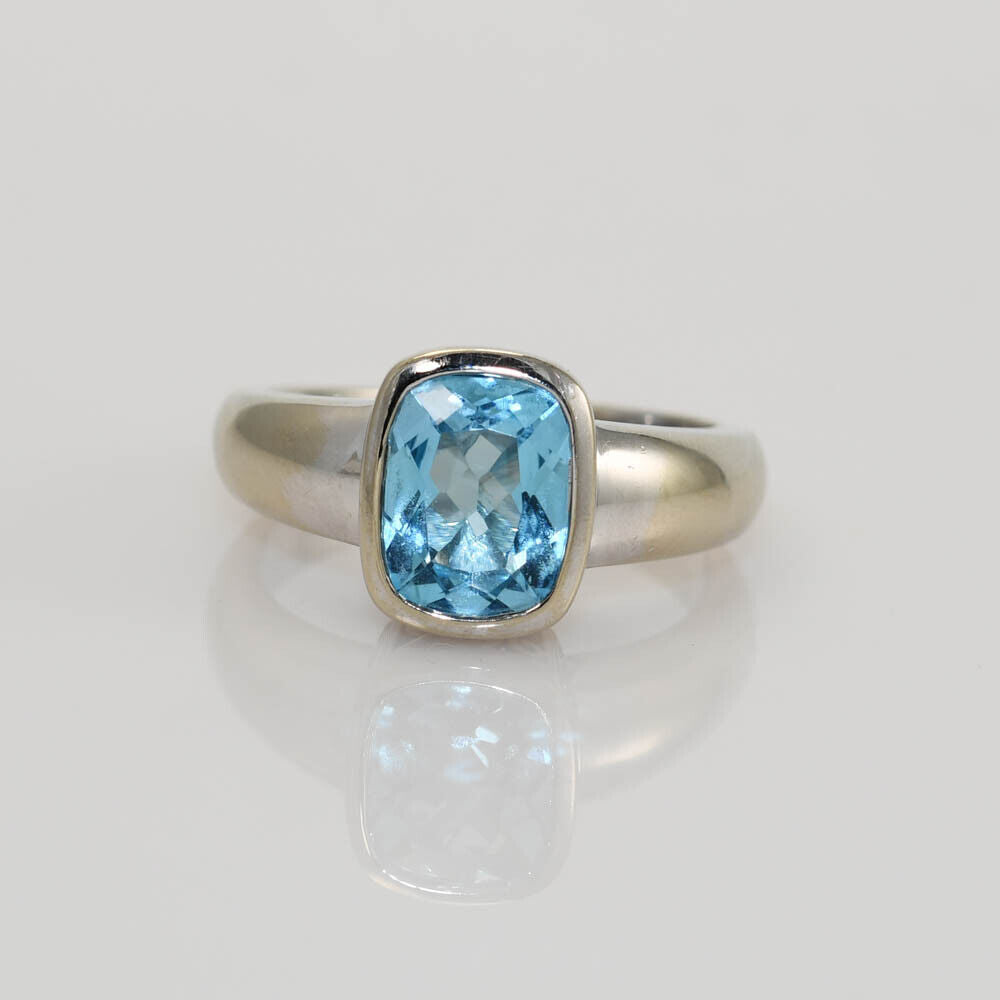 14K White Gold Blue Topaz Ring, 2.50Ct, 6G