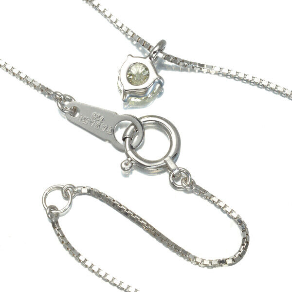 Tasaki Necklace Solitaire Diamond 0.30Ct 18K 750 White Gold