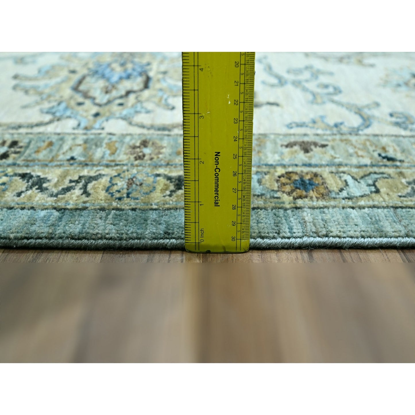10'X13'10" Blue Hand Knotted Agra Shah Abbas Flower Vines Design Wool Rug