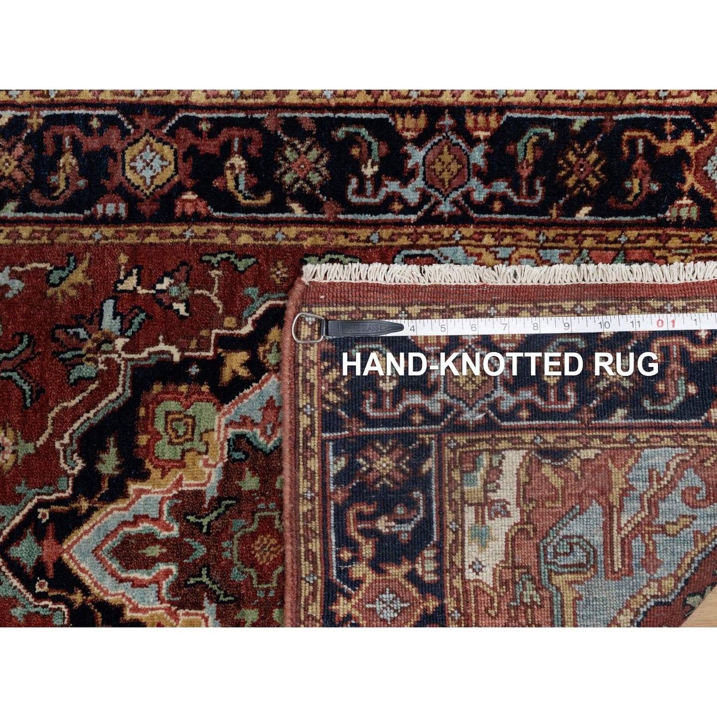 2'6"X6'3" Red Antiqued Heris Hand Knotted New Zealand Wool Runner Rug
