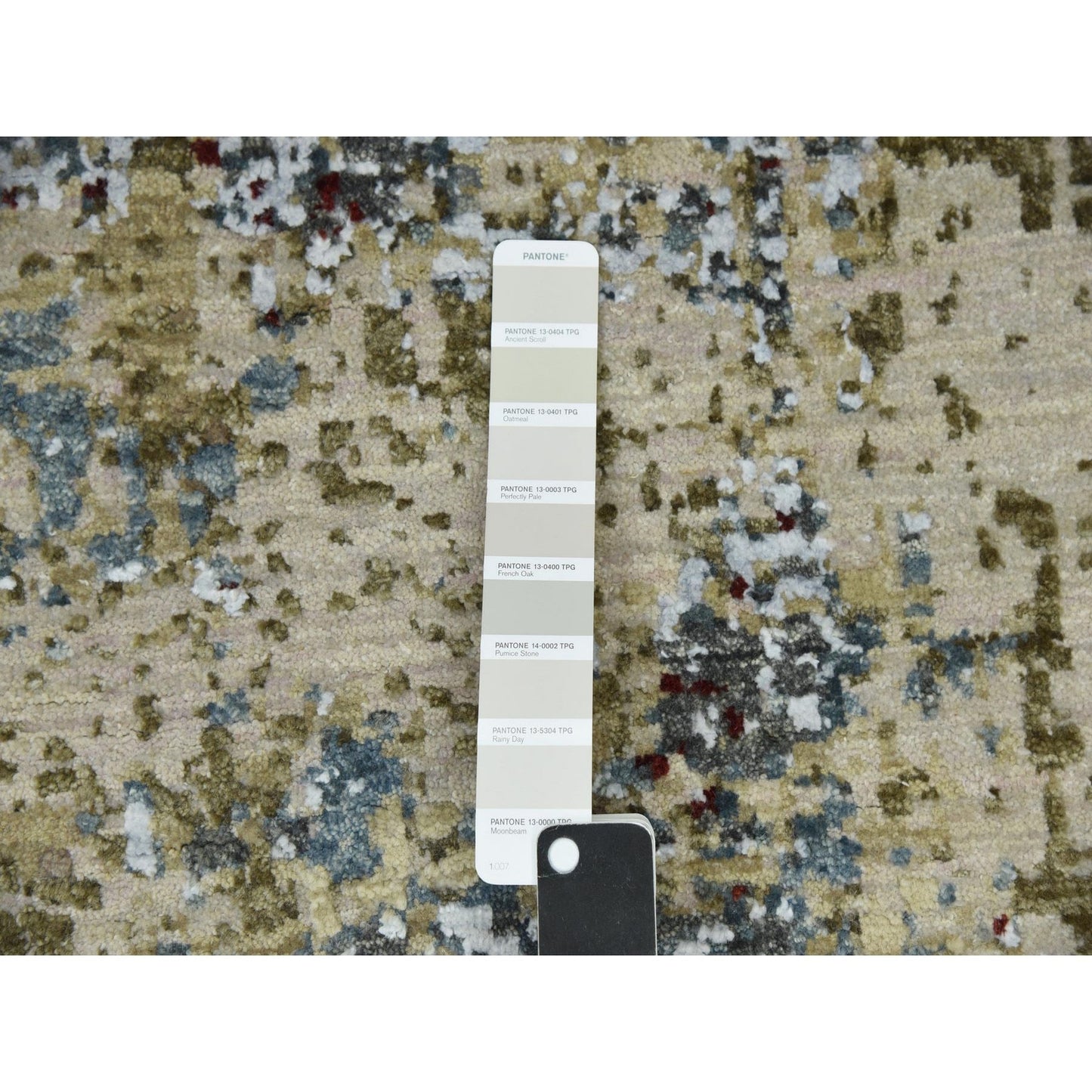 8'5"X8'5" Beige Hand Knotted Abstract Design Soft Wool Square Rug
