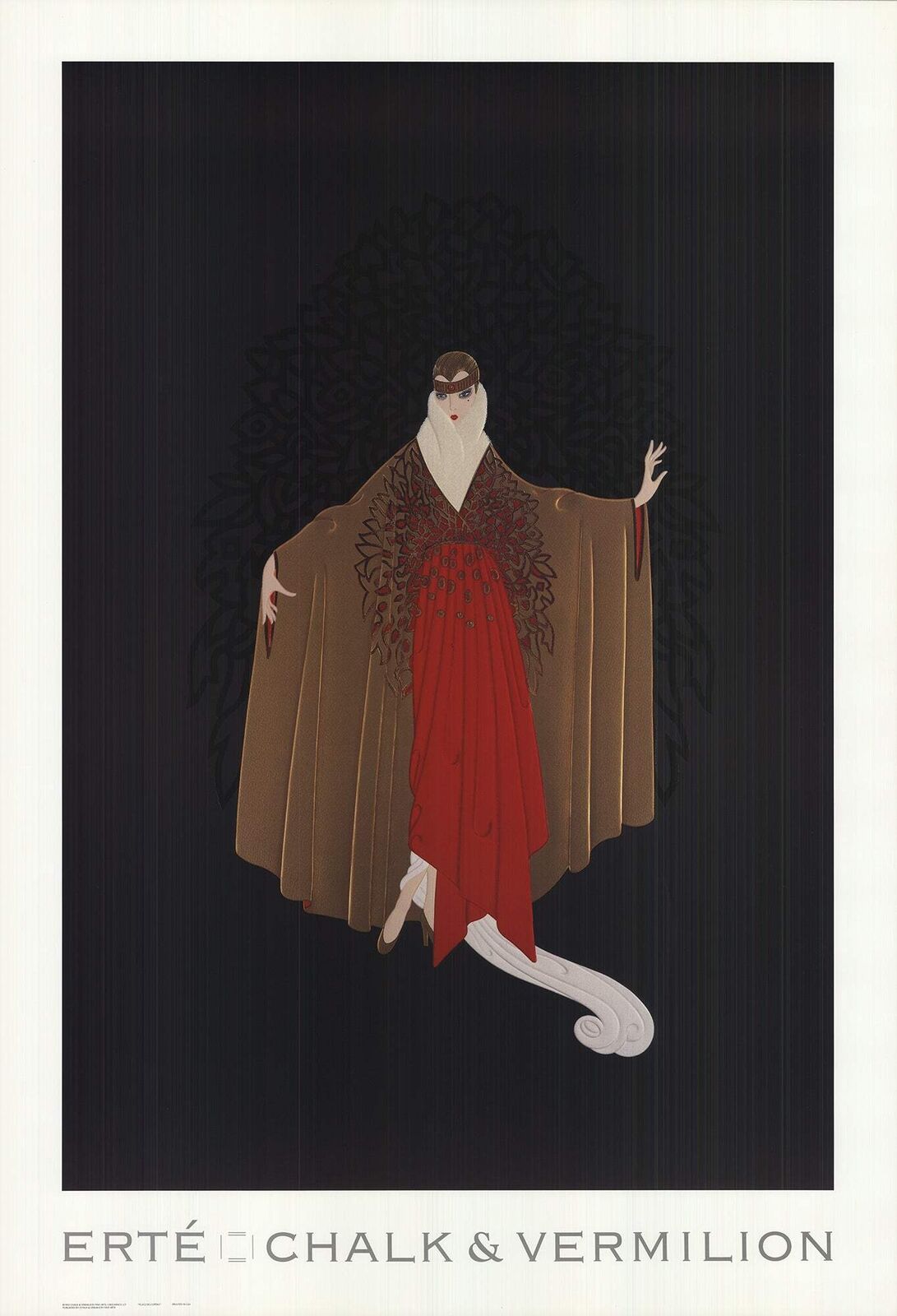 Erte Place De L'Opera " Poster Art Deco Black, Brown, Red