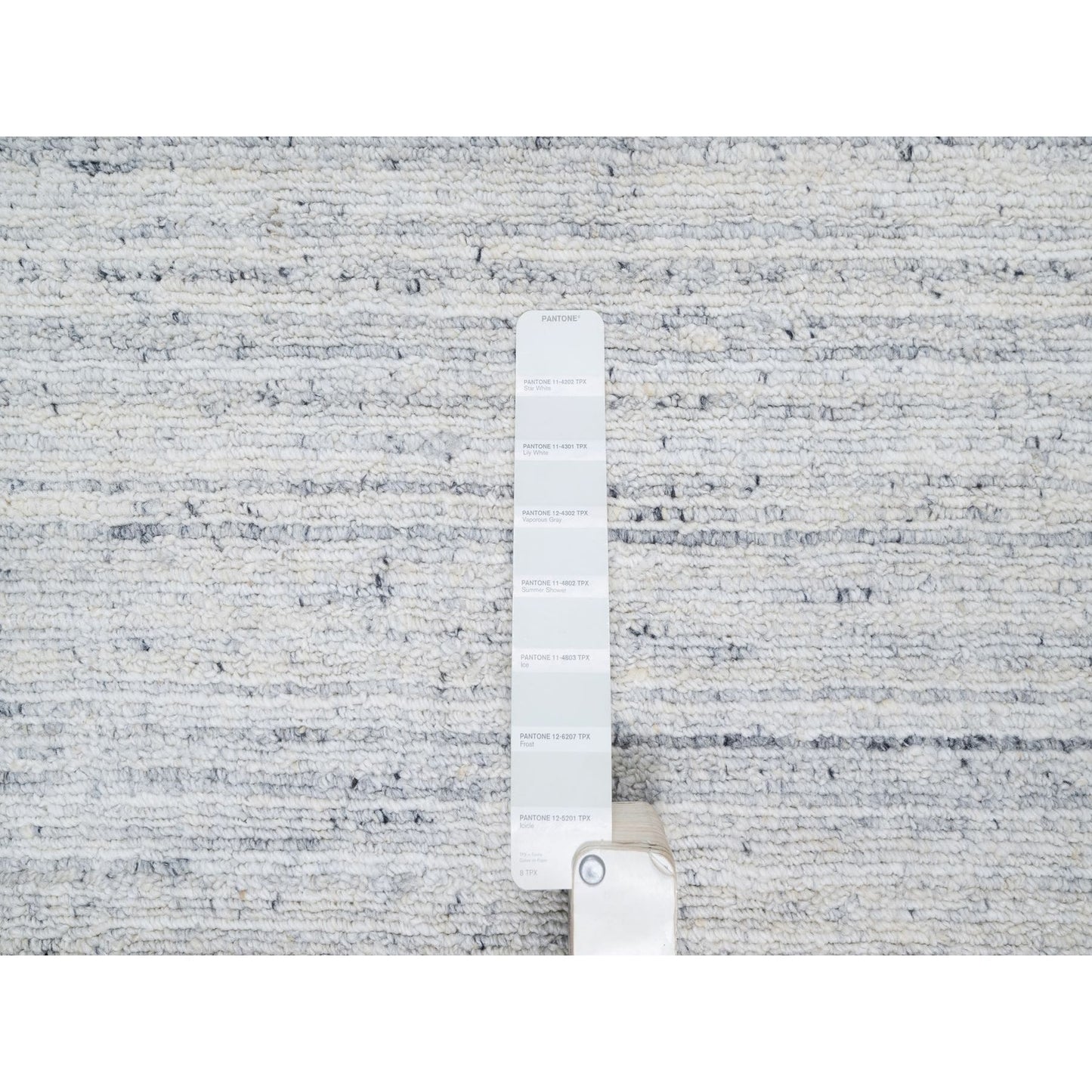 12'2"X17'10" Gray Modern Striae Design Wool Hand Loomed Oversized Rug