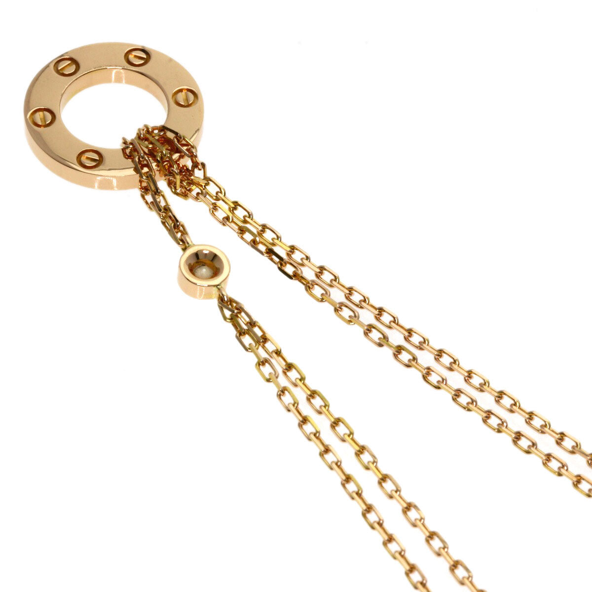Cartier Necklace Love Circle Diamond K18 Pink