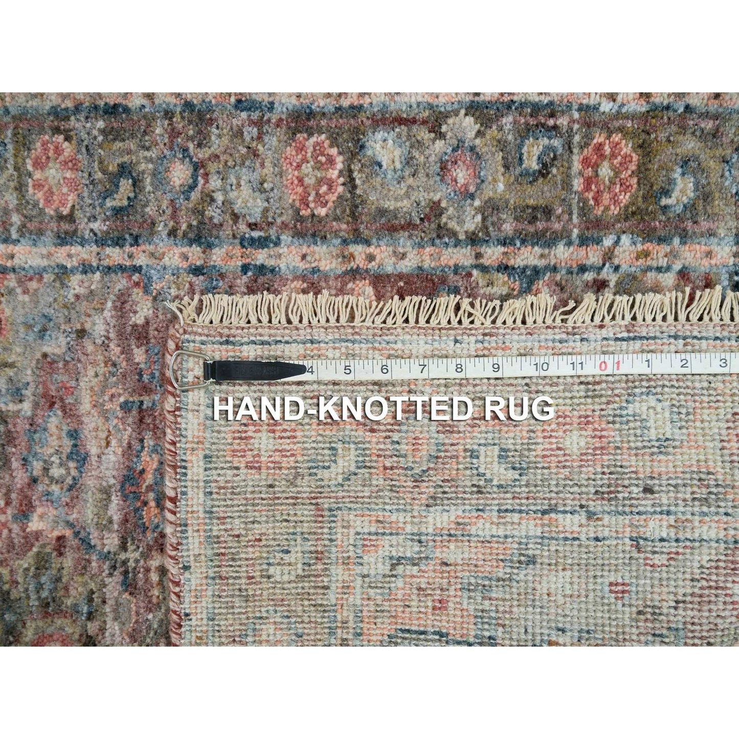 2'7"X7'10" Tuscan Red Wool Heris Revival Pile Hand Knotted Runner Rug