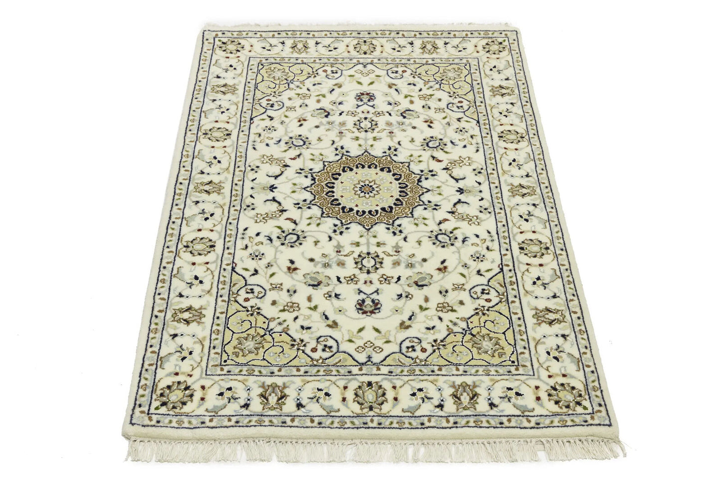 Indo-Nain Hand-Knotted Wool Oriental Rug Classic
