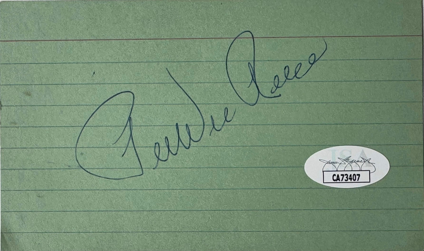 Pee Wee Reese Autographed 3X5 Index Card (Jsa)