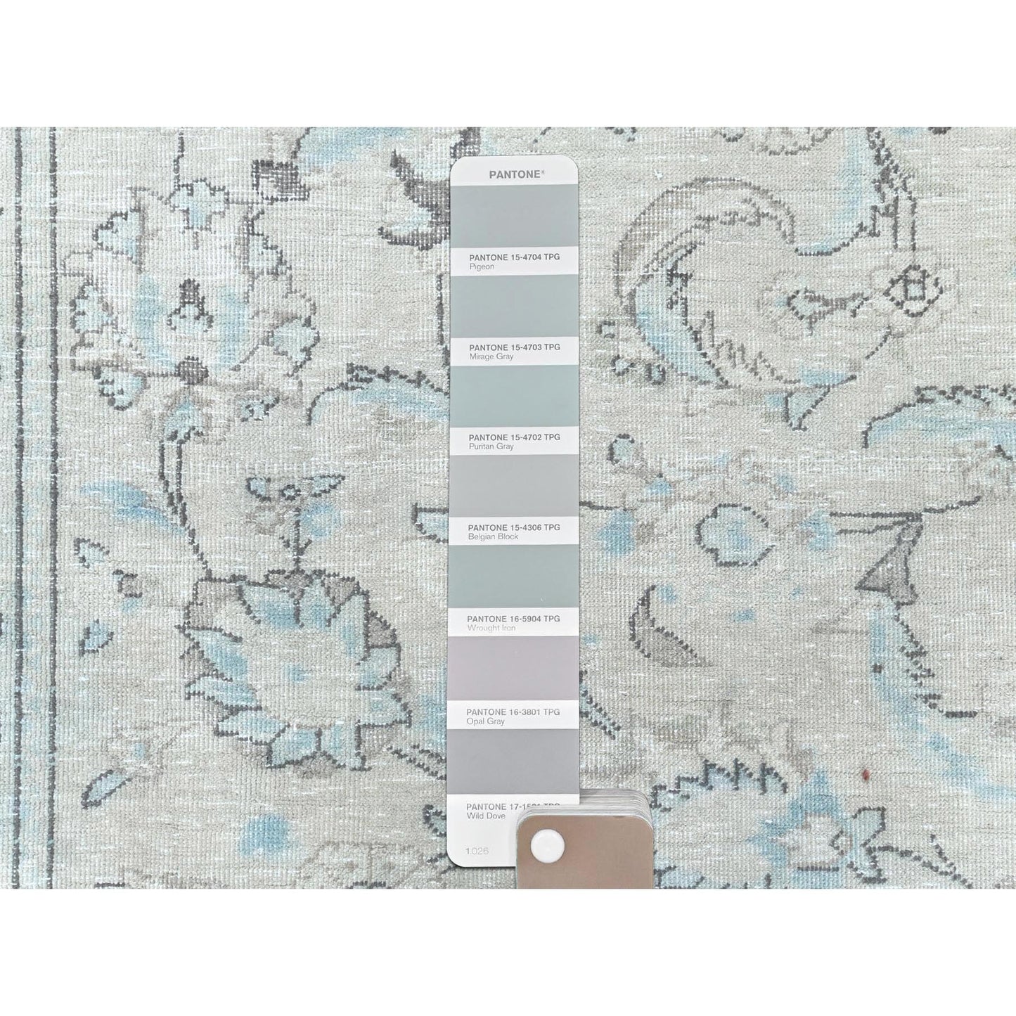 6'6"X9'7" Hand Knotted Ivory Vintage Farsian Karman Worn Wool Rug