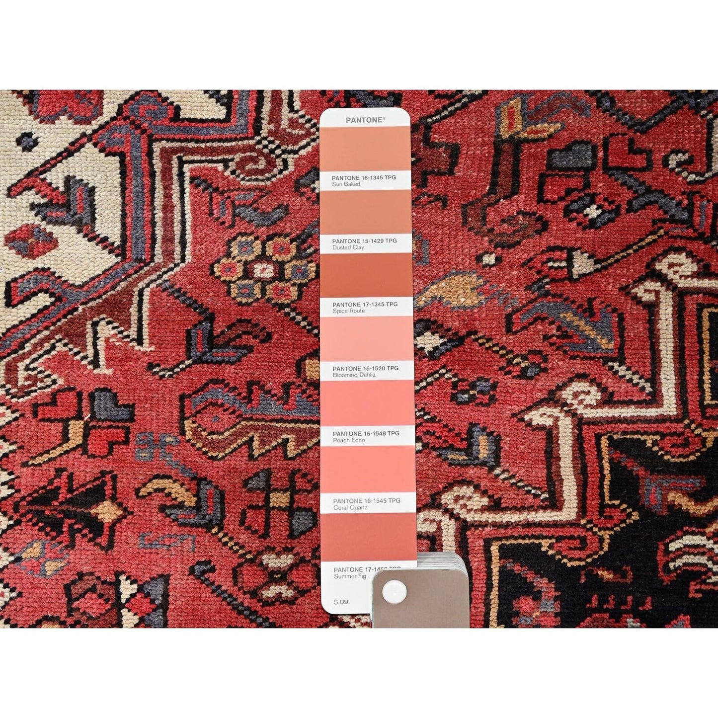 8'3"X12' Red And Ivory Spandrels Shiny Wool Hand Knotted Zoroastrian Rug