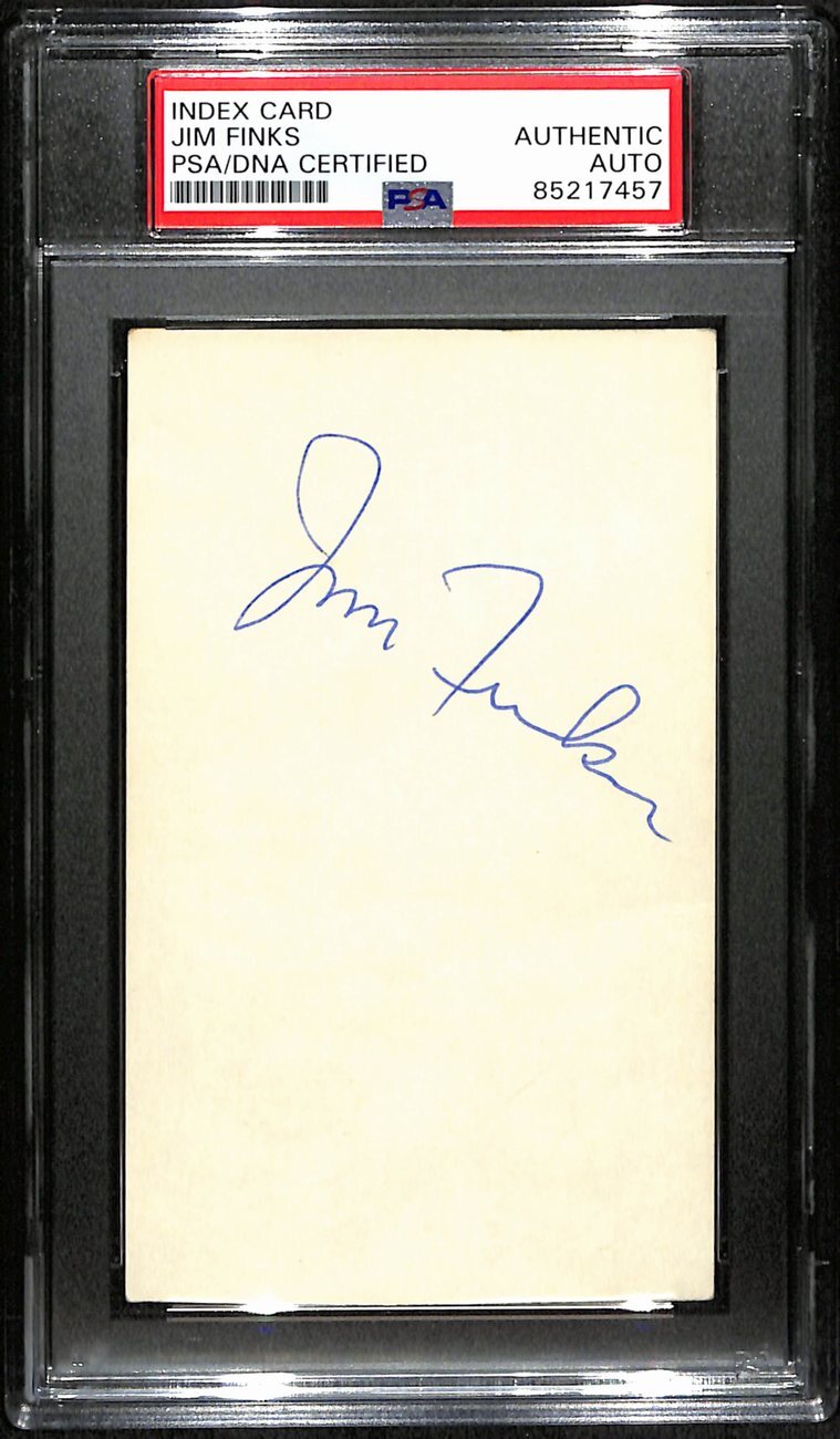 Jim Finks Hof Autographed/Signed 3X5 Index Card