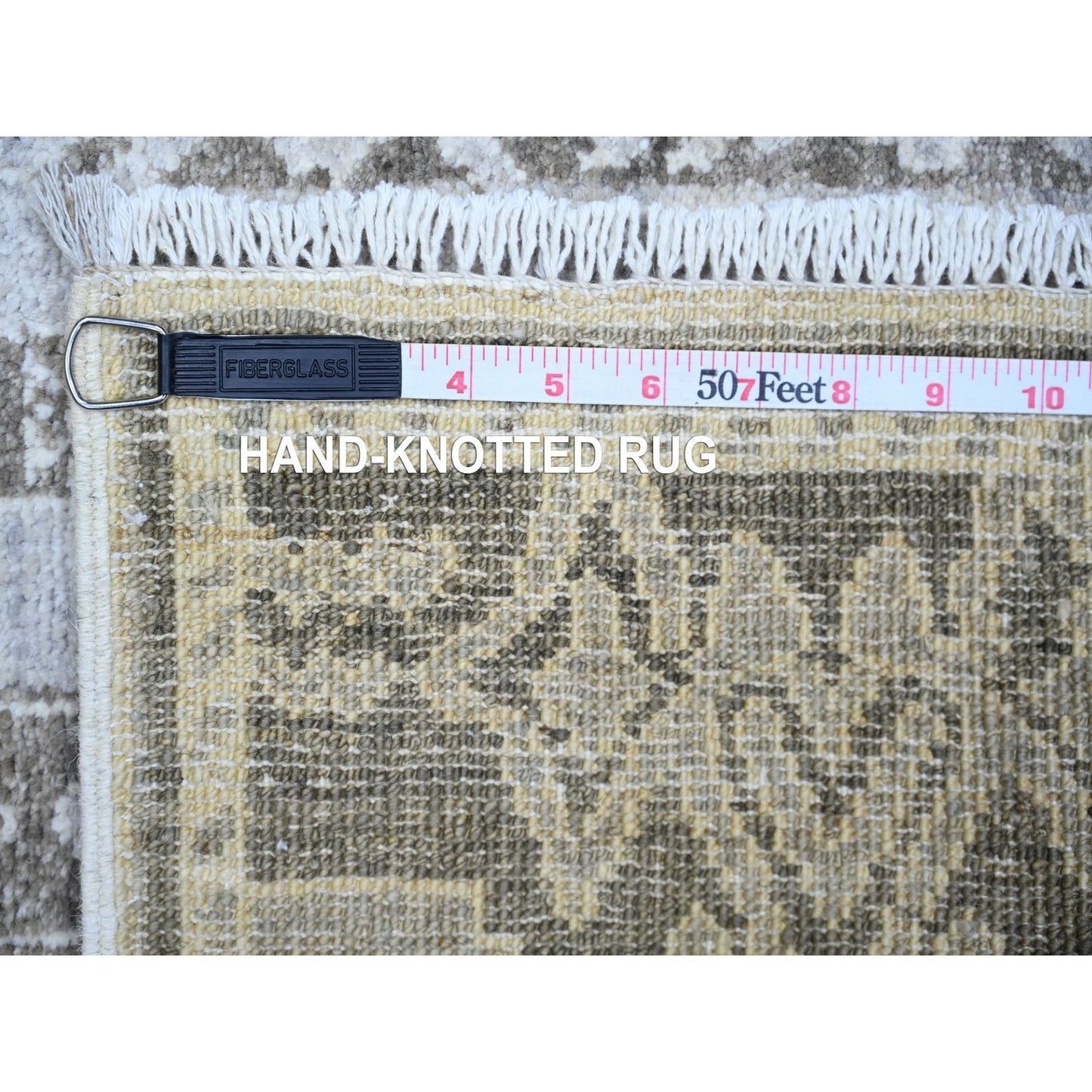 4'2"X9'2" Dim Gray Fine Peshawar Wool Hand Knotted Runner Oriental Rug