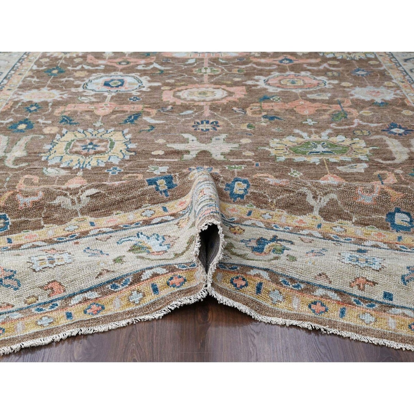 12'X17'9"Brown Oushak Design Hand Knotted Wool Oversize Oriental Rug