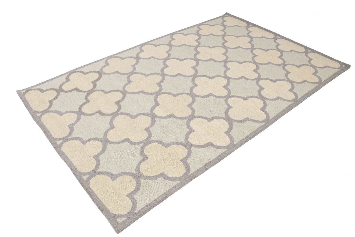 Cream & Mauve Trellis Design 5X8 Hand-Tufted