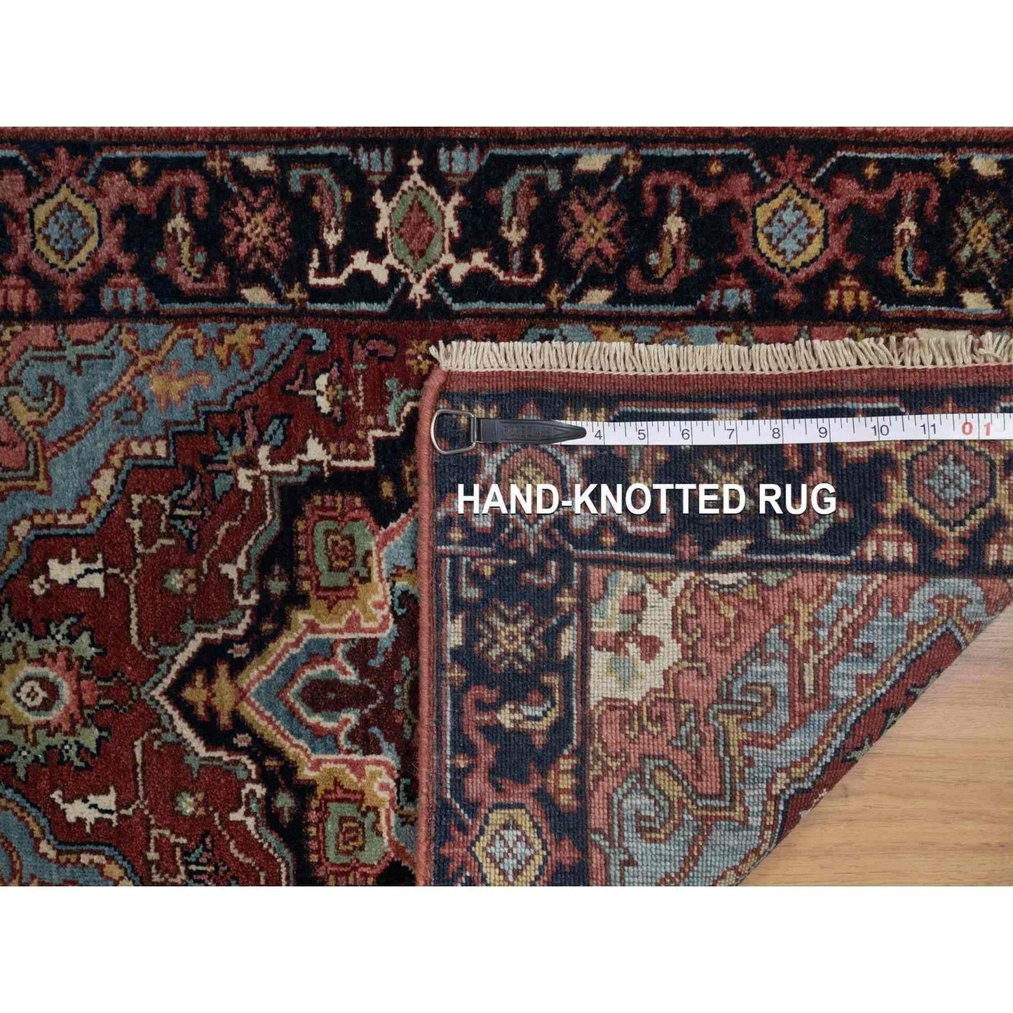 2'X3'1" Red Antiqued Heris Re-Creation Hand Knotted New Zealand Wool Rug