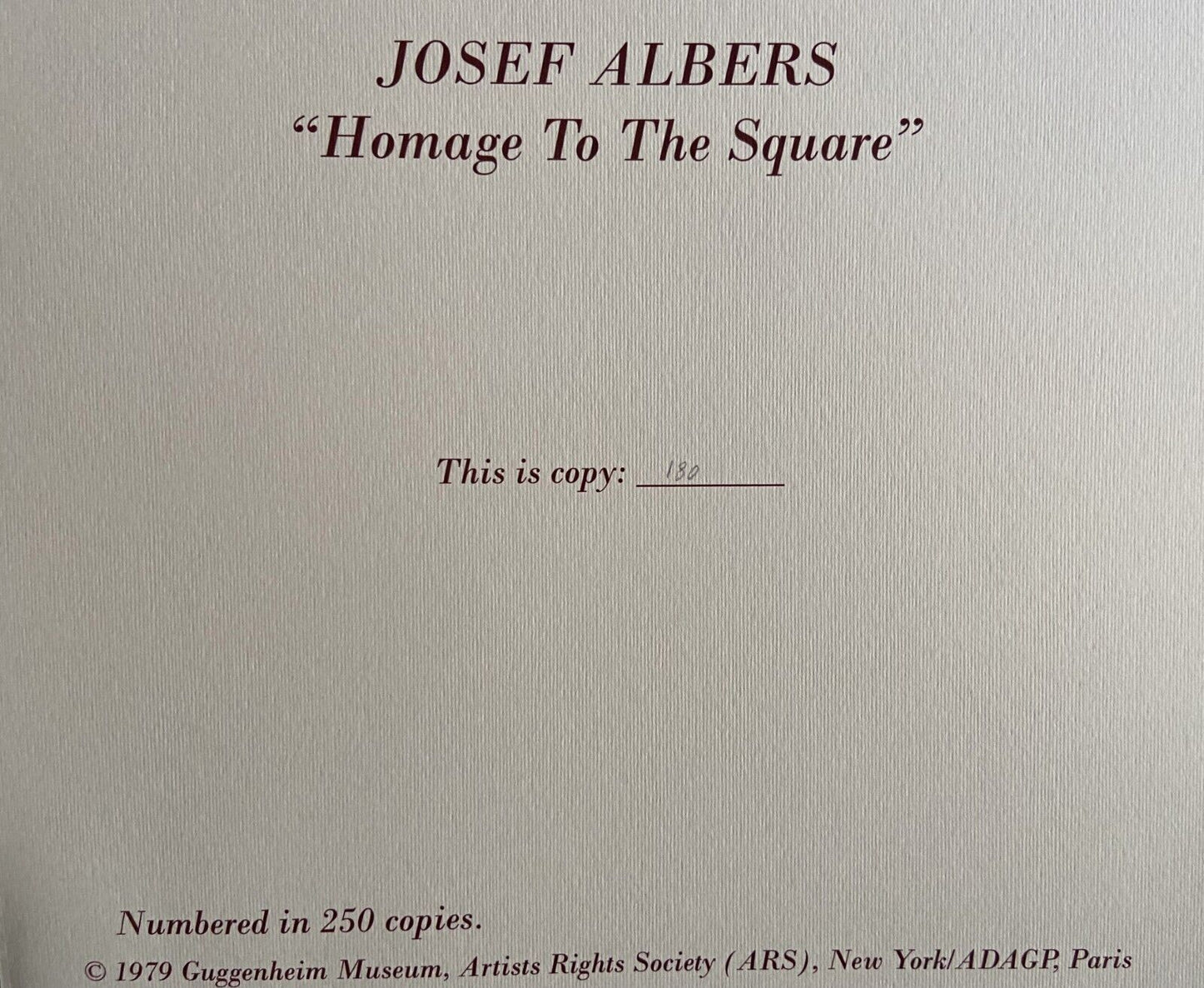 Josef Albers Lithograph Guggenheim Museum Coa