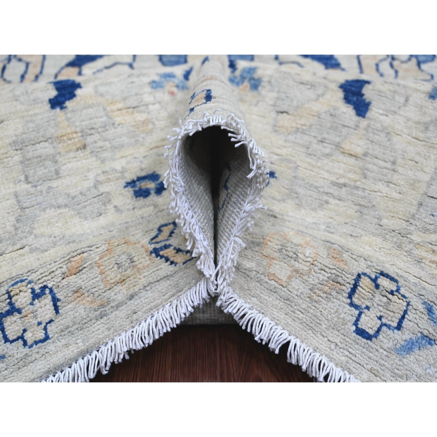9'X11'7" Oyster Gray Ziegler Mahal Design Peshawar Hand Knotted Wool Rug