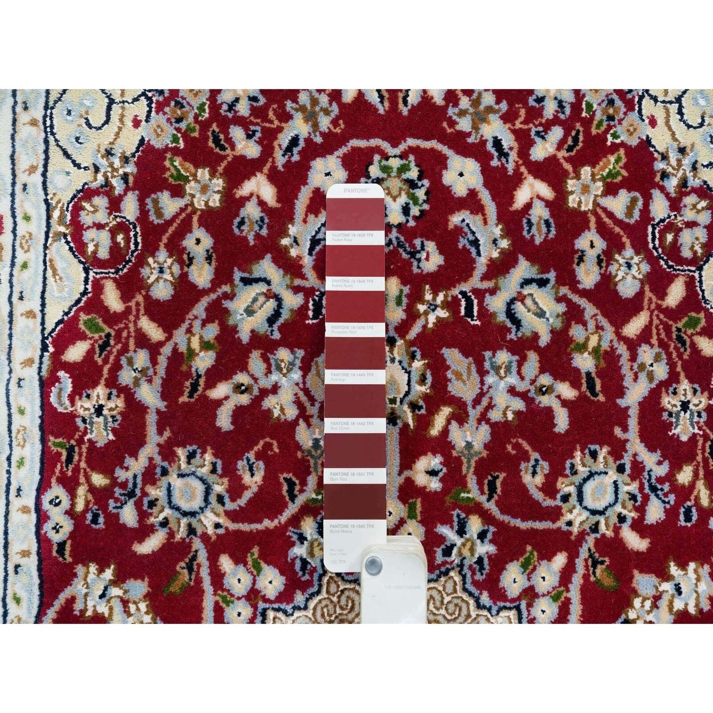 2'7"X8' Burgundy Red Nain Design 250 Kpsi Wool Runner Oriental Rug