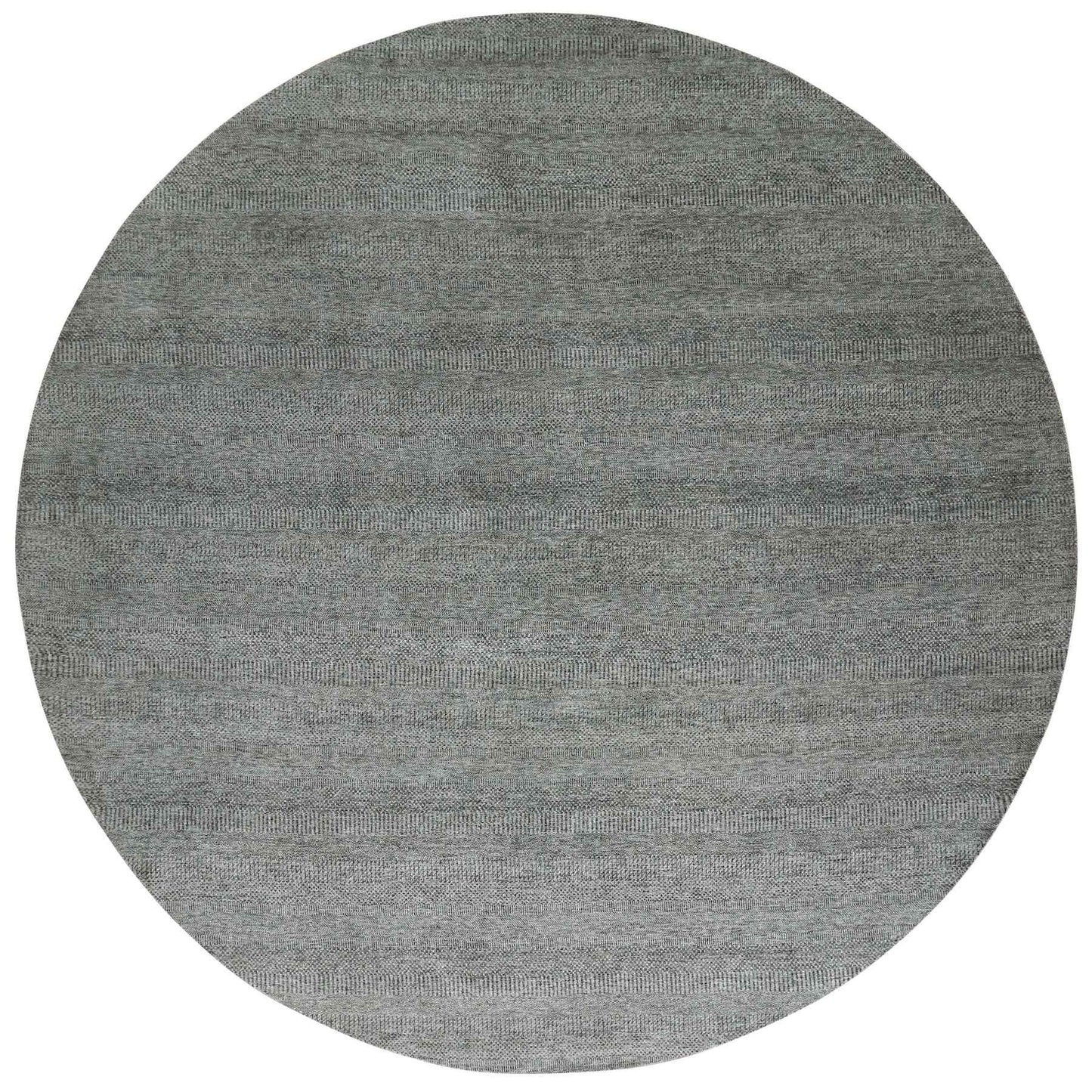 14'X14' Ellie Gray Hand Knotted Plain Modern Grass Design Wool Round Rug