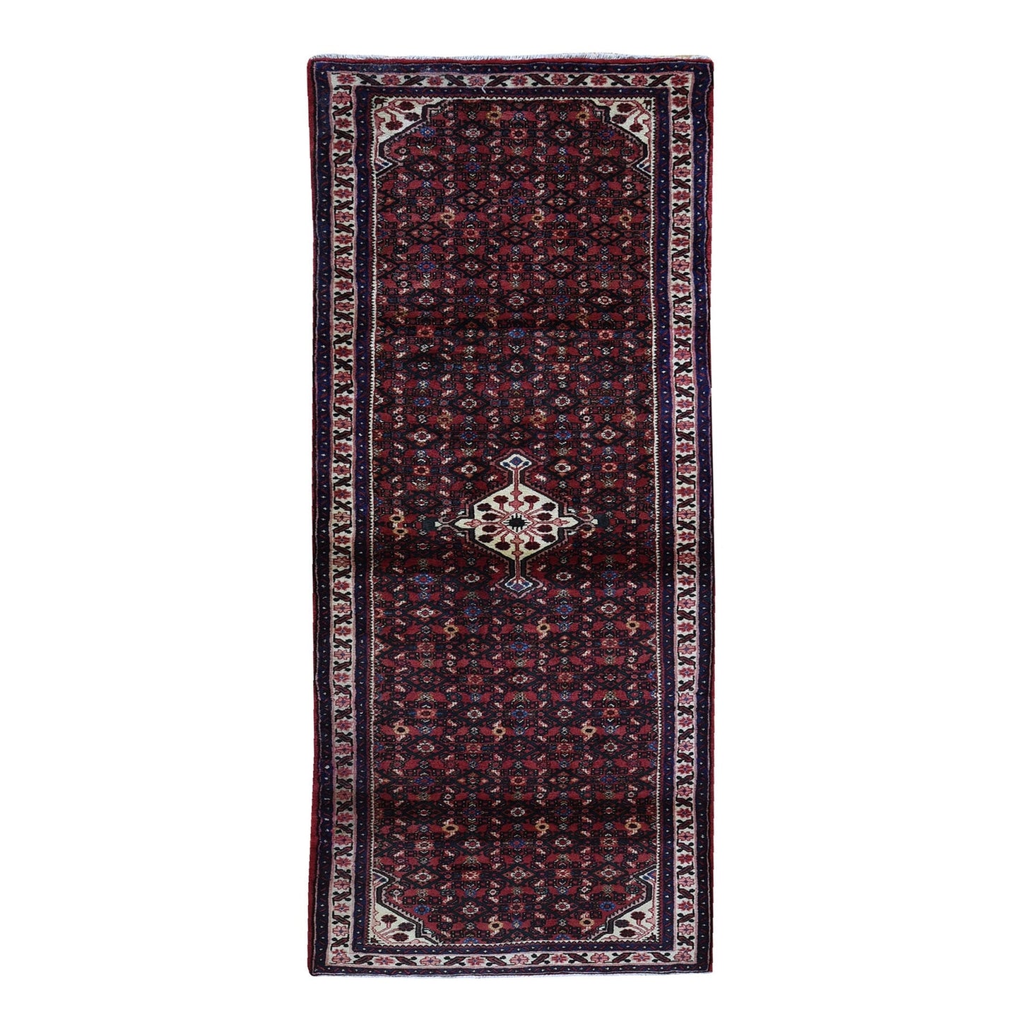 3'5"X10'4" New Farsian Amadan Mahi Fish Design Wide Runner Hand Made Rug