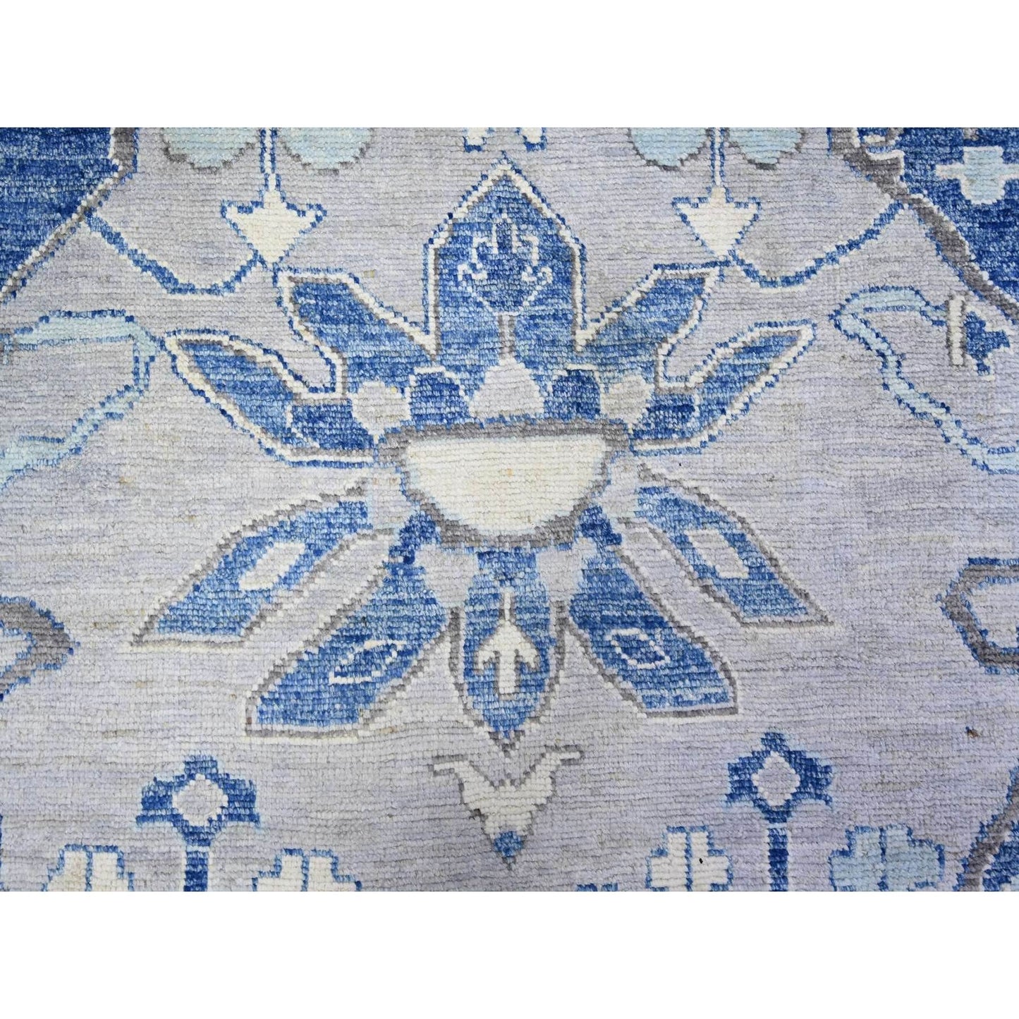 11'9"X15'1" Steel Blue Anatolian Village Inspired Wool Hand Knotted Rug