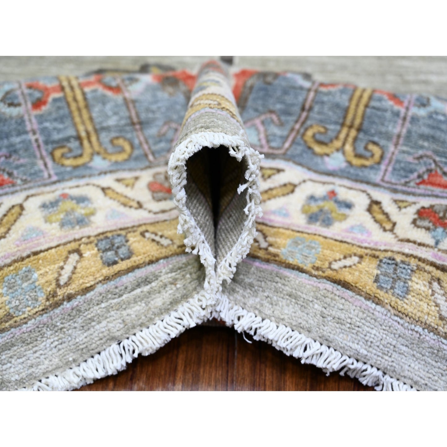 8'8"X11'7" Echo Gray Pure Wool Hand Knotted Finer Peshawar Rug