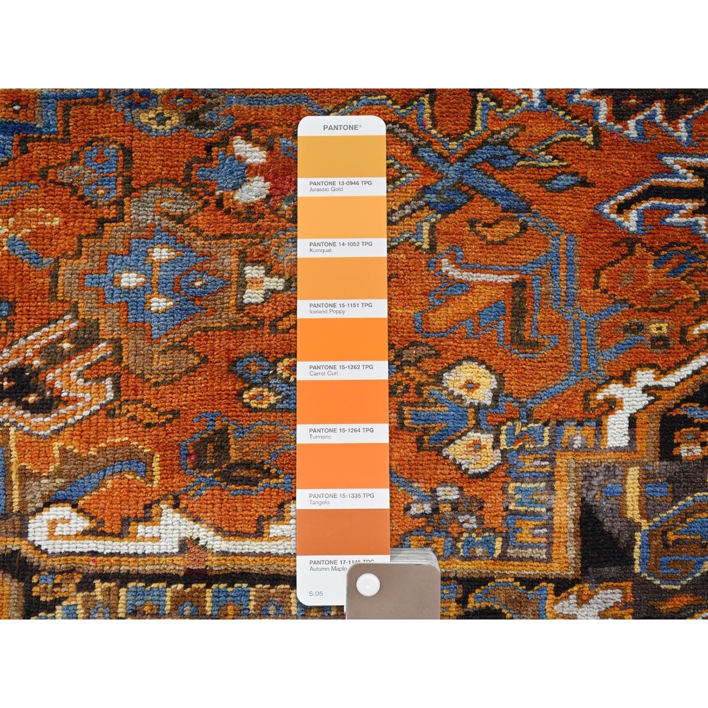 6'10"X10'8" Orange Vintage Zoroastrian Heris 100% Wool Hand Knotted Rug