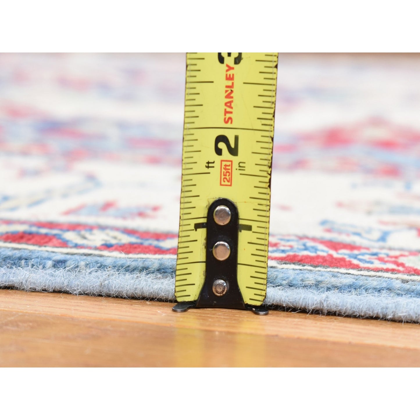 5'3"X19'9" Blue Hand Knotted Wool Kazak Extra Wide And Long Runner Rug