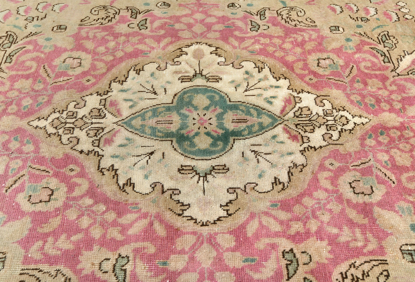 Handmade Distressed Antique Oriental Rug Floral
