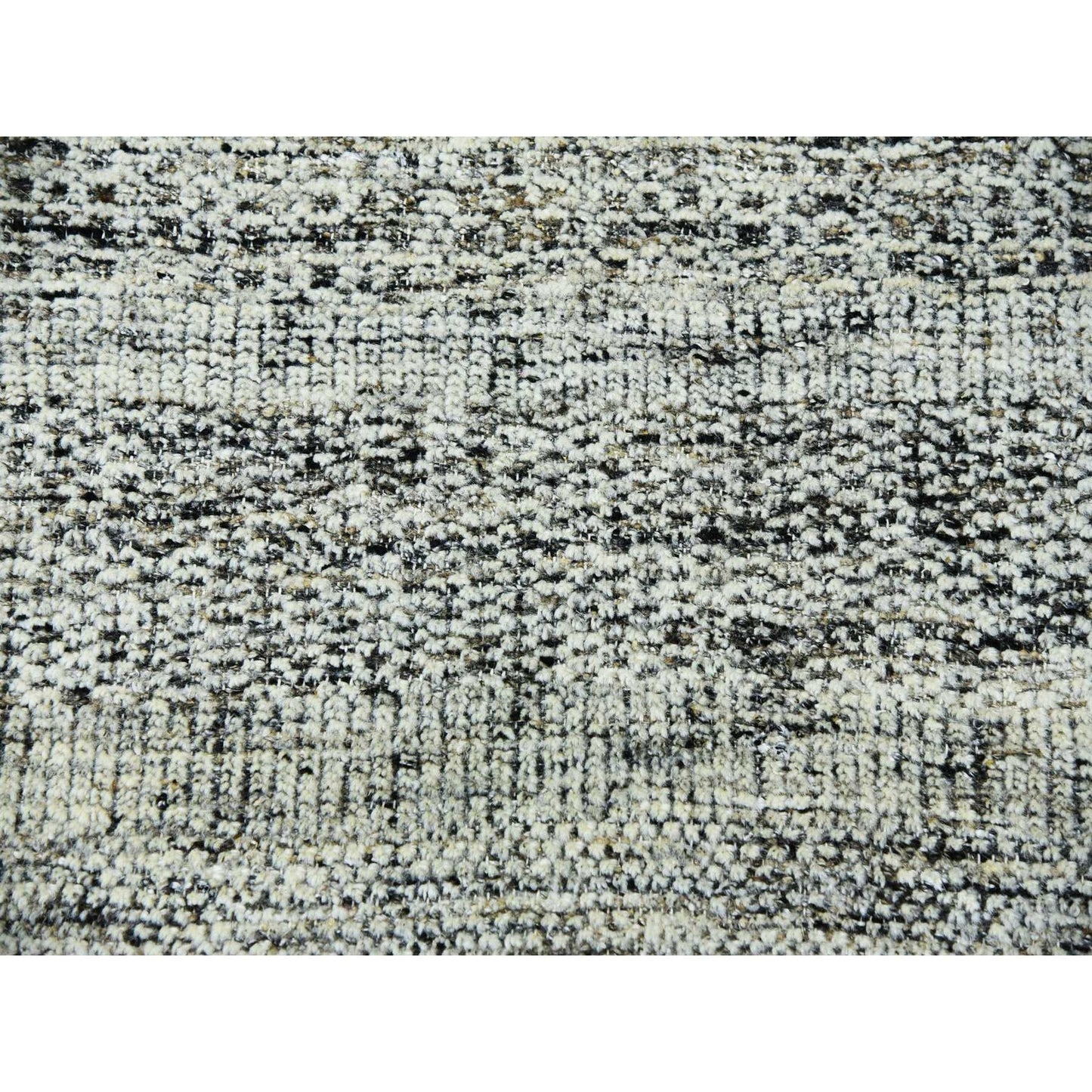 12'2"X15' Gray & Black Hand Knotted Oxidized Grass Design Oversized Rug