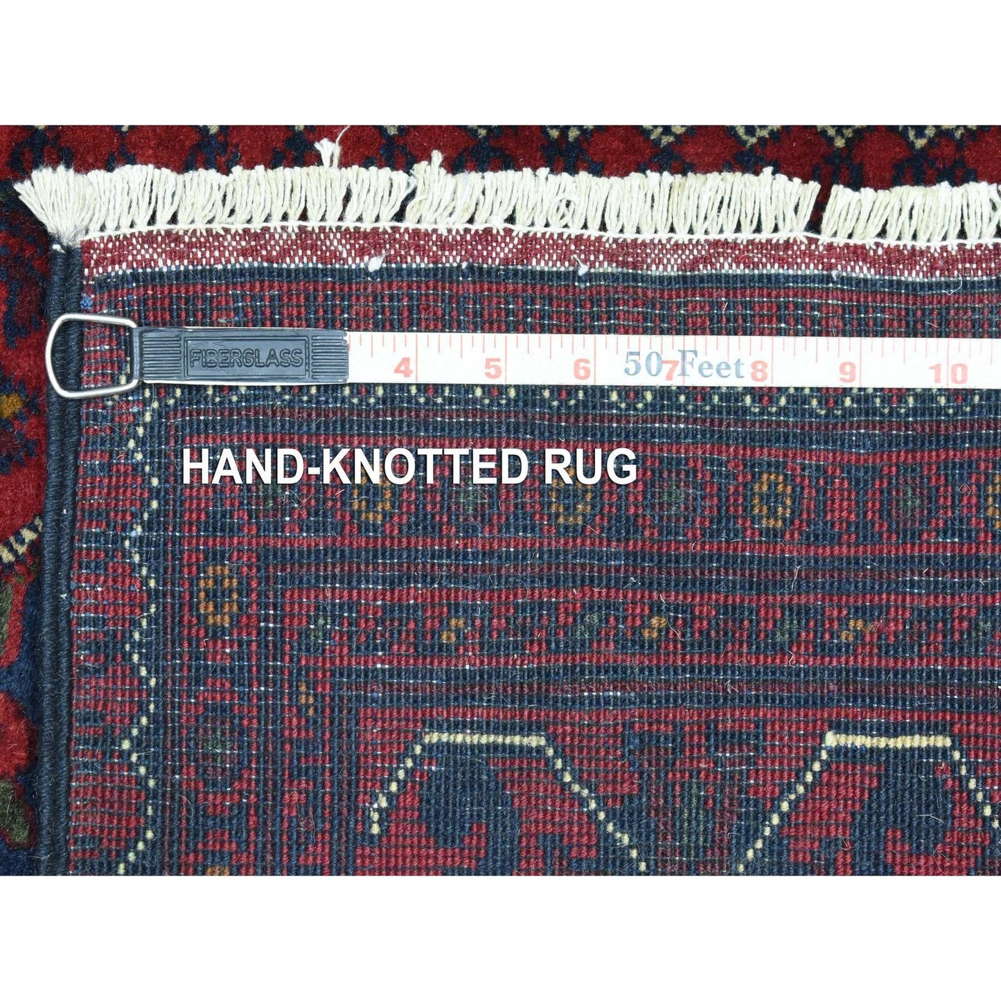 2'8"X12'10" Red Afghan Khamyab Soft Wool Hand Knotted Runner Rug