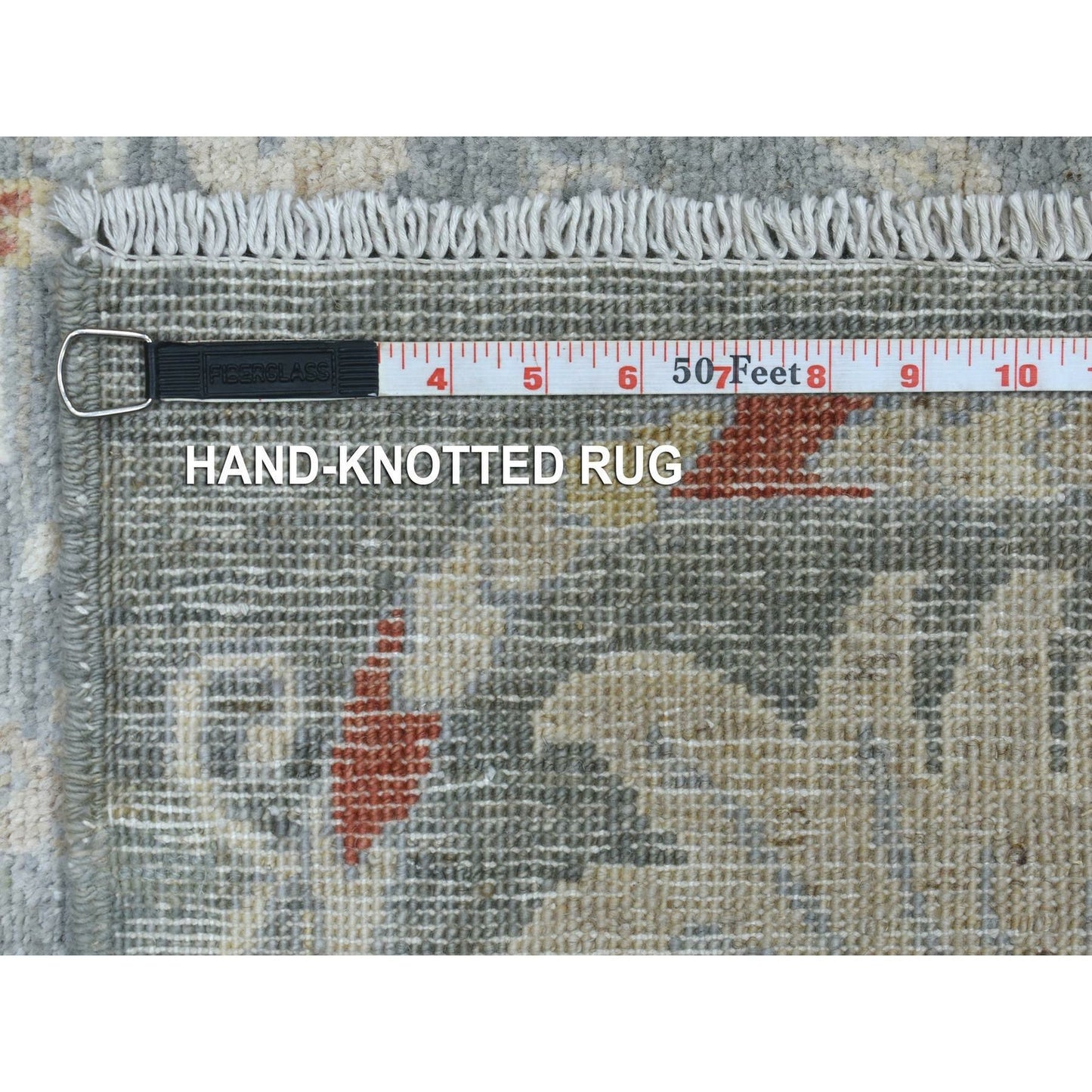 6'1"X8'8" Soft Wool Hand Knotted Gray Stone Wash Peshawar Rug