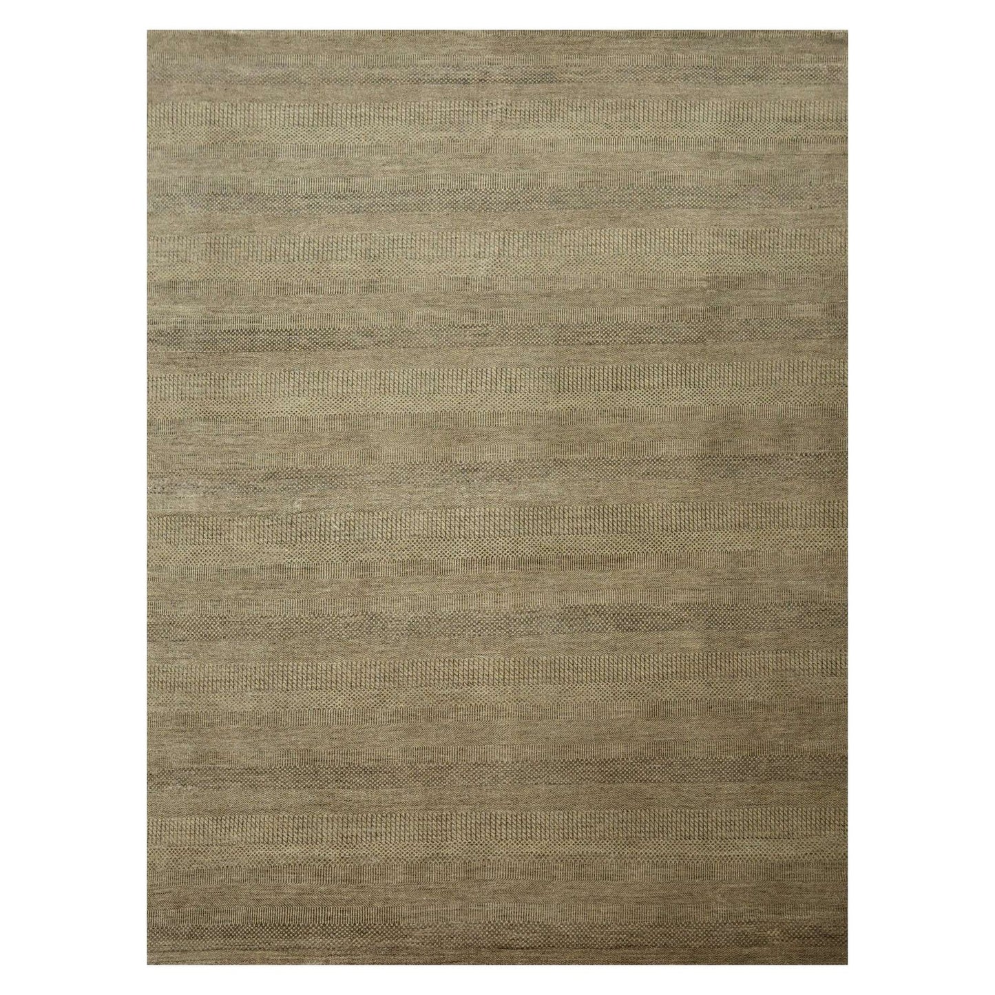 8'10"X12' Brown Modern Grass Design Hand Knotted Wool & Silk Oriental Rug