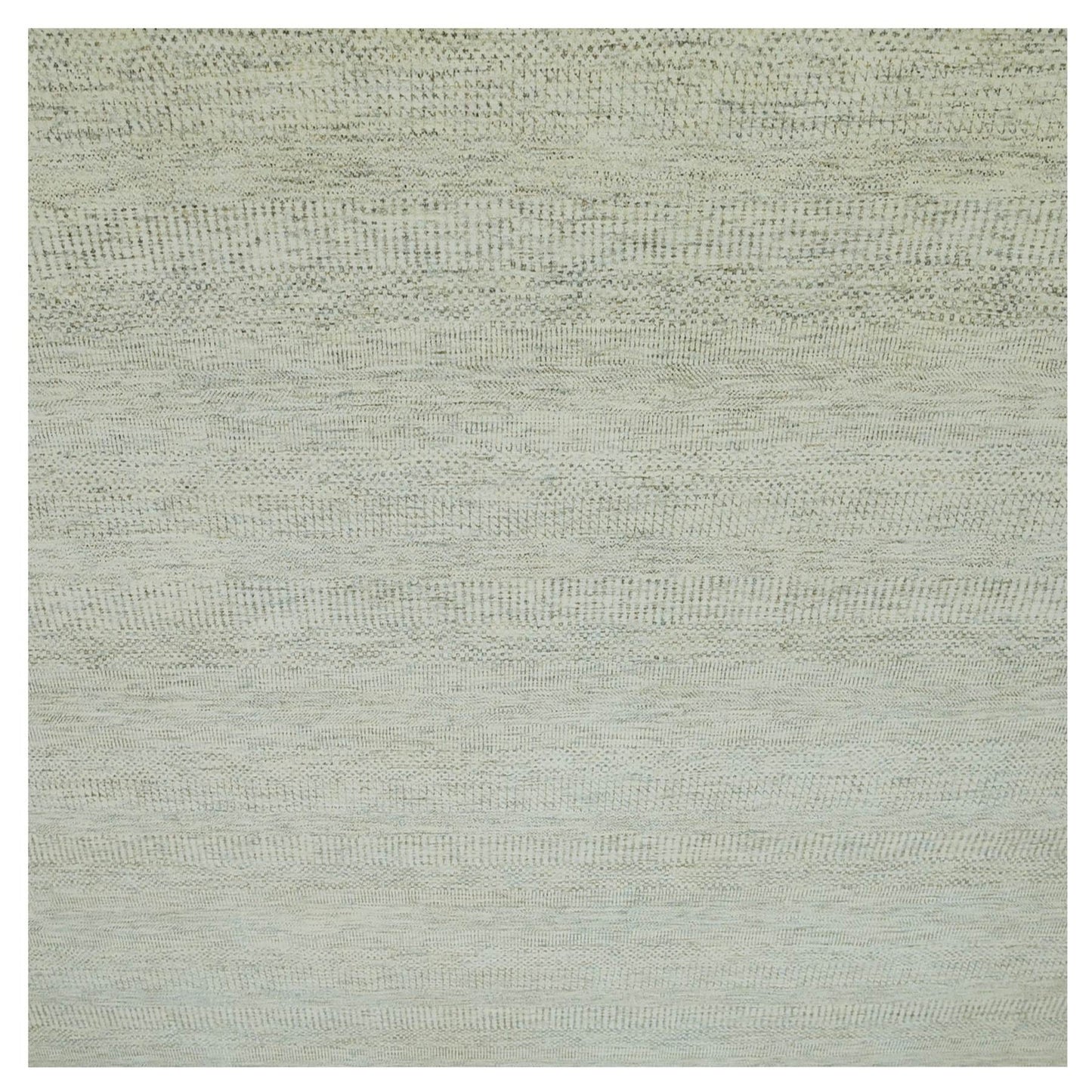 14'X14' Eggnog White Hand Knotted Modern Grass Design Wool Square Rug