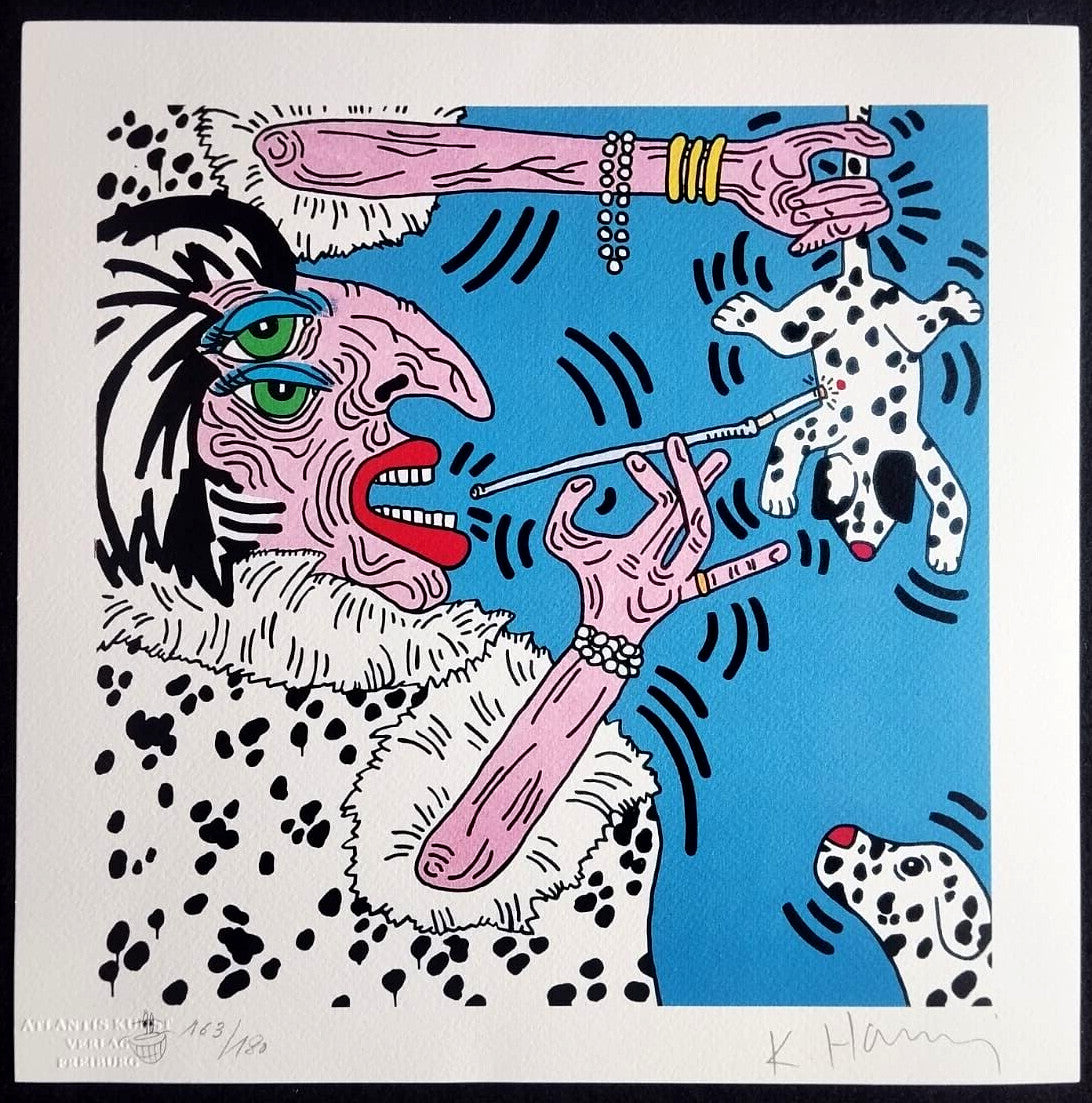 Keith Haring 'Cruella' Signed Coa Lithograph Hand