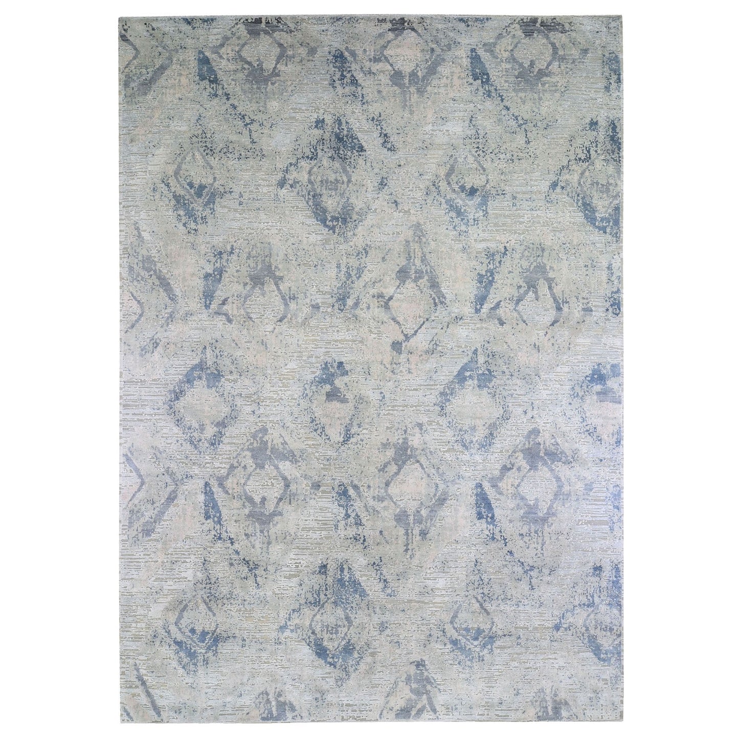 10'X14'3" Large Elements Pastels Modern Silk & Textured Wool Handmade Rug