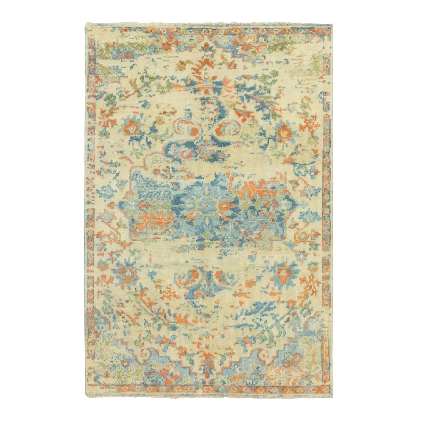 5'9"X9' Broken Heris Design Supple Collection Pure Wool Hand Knotted Rug