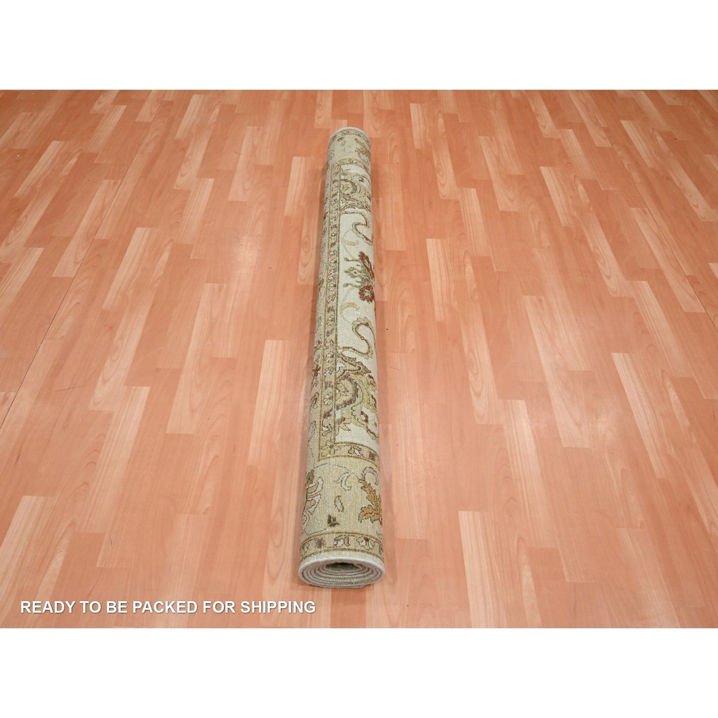 5'4"X8' Ivory Agra Ziegler Design Leaf Pattern Pure Wool Hand Knotted Rug