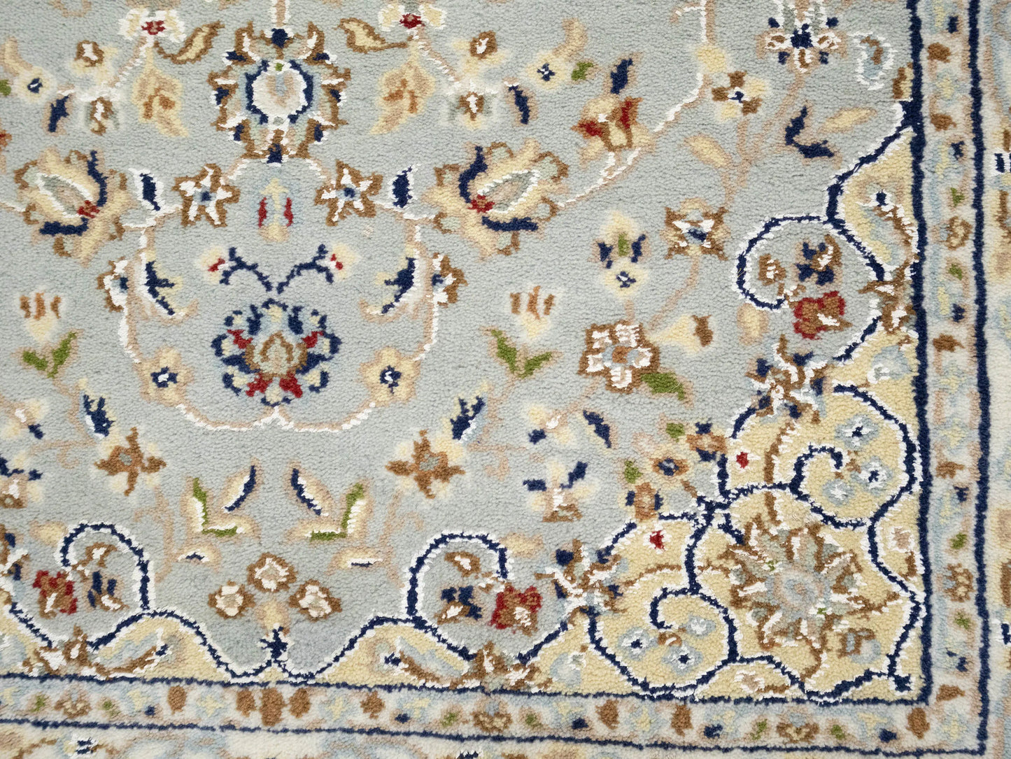 Hand-Knotted Light Blue Indo-Nain Runner Rug 3X10