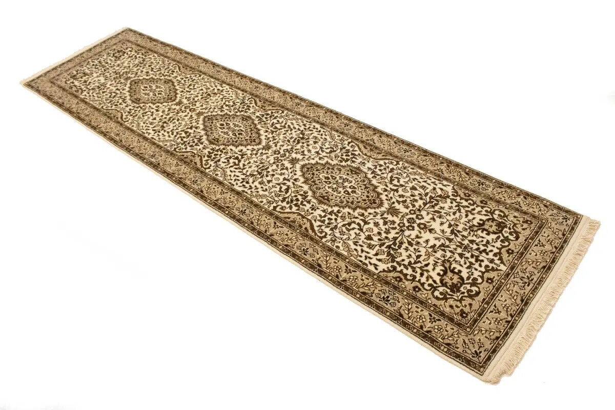 Handmade Kirman Oriental Runner Rug Plush Floral