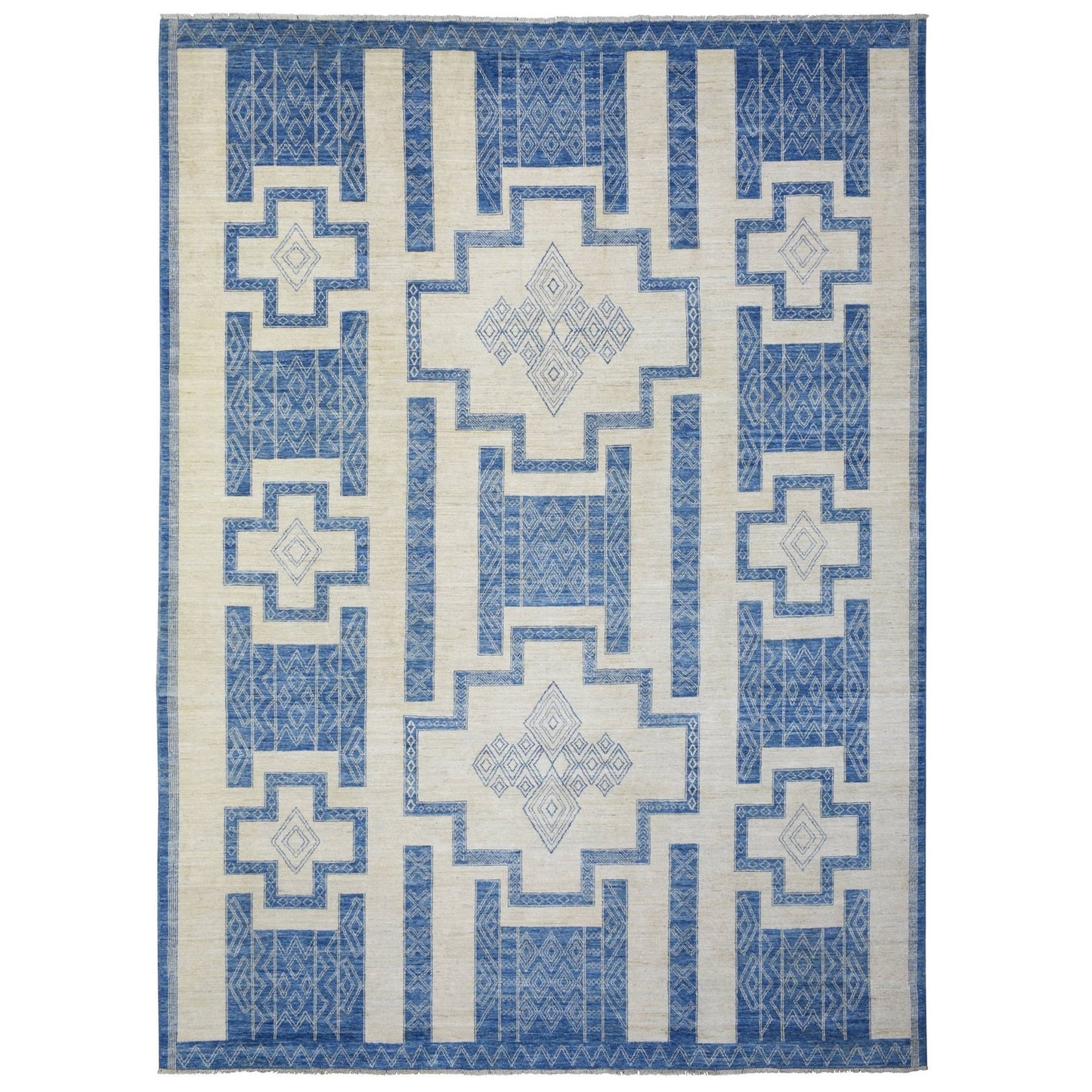 10'1"X13'9" Navy Blue Fine Peshawar Extra Soft Wool Hand Knotted Rug