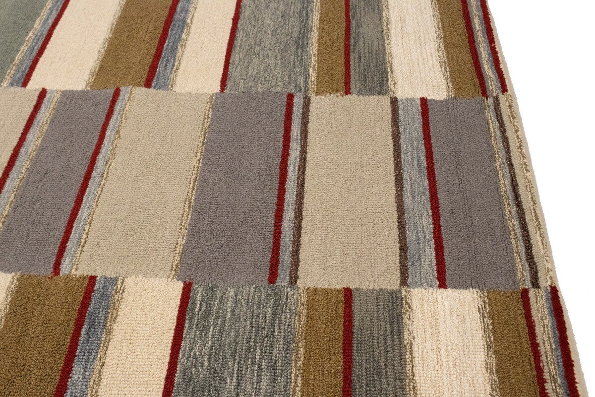 Hand-Tufted Multicolored Stripes 5X8 Modern Area