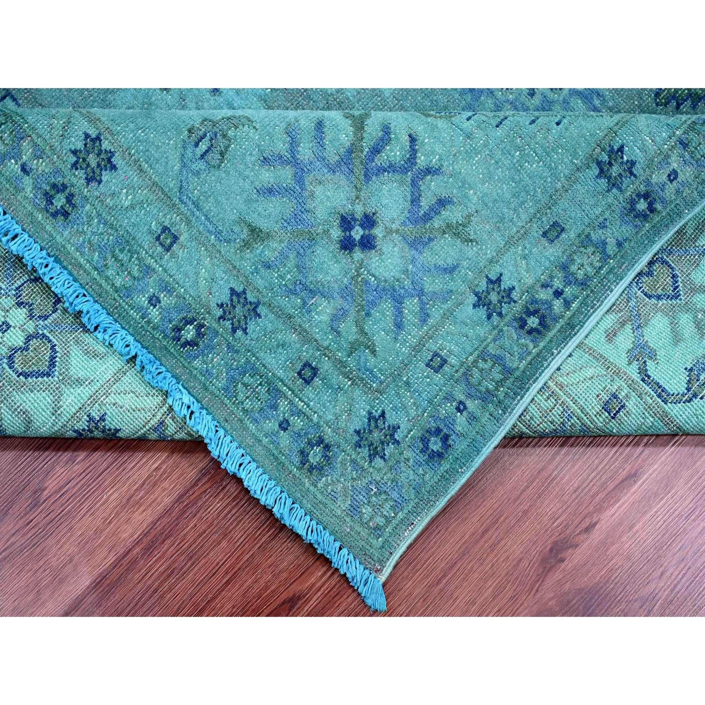 8'X9'8" Bayern Blue 100% Wool Overdyed Kazak Leaf Design Hand Knotted Rug