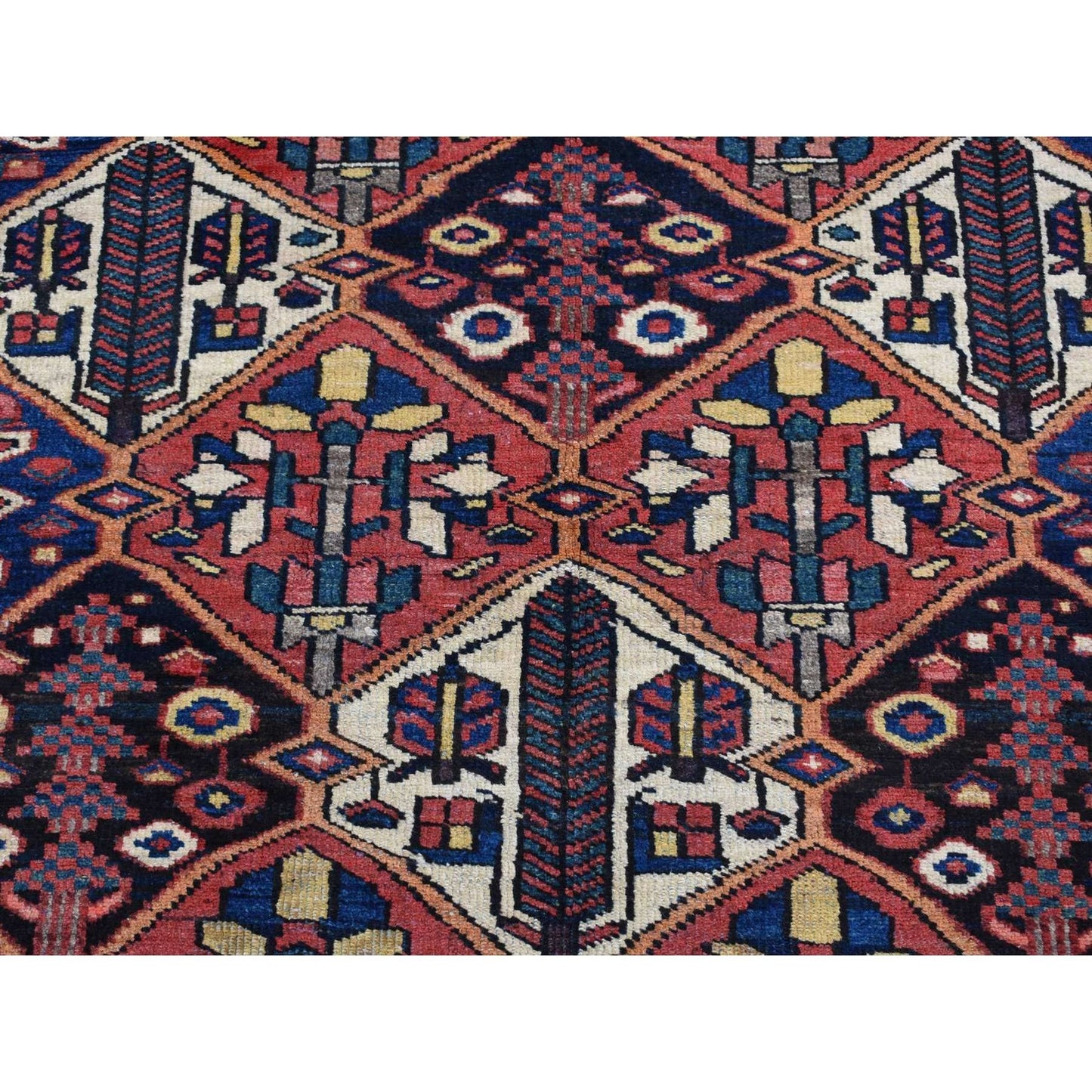 5'X6'9" Red Vintage Zoroastrian Baktiarjoon Design Hand Knotted Rug