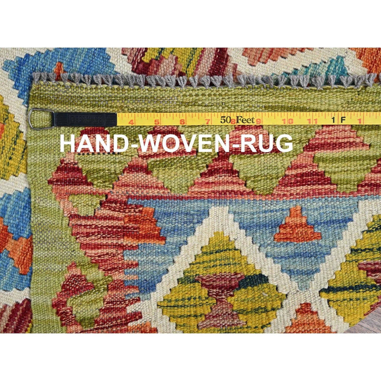 2'9"X12'9" Colorful Afghan Kilim Hand Woven Flat Weave Wool Runner Rug